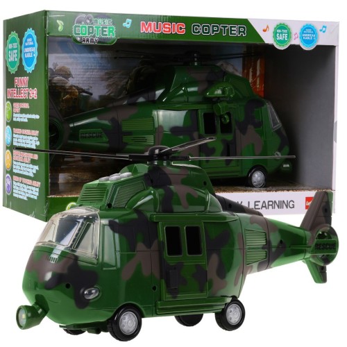 Vojenská helikoptéra se zvuky zelená