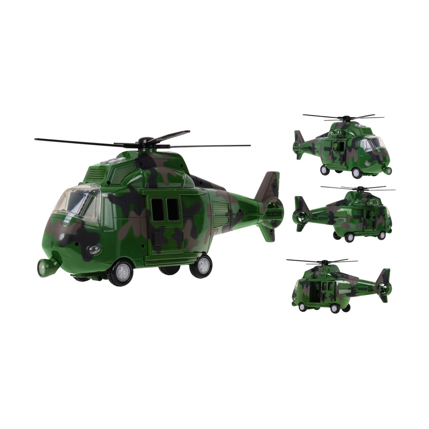 Vojenská helikoptéra se zvuky zelená