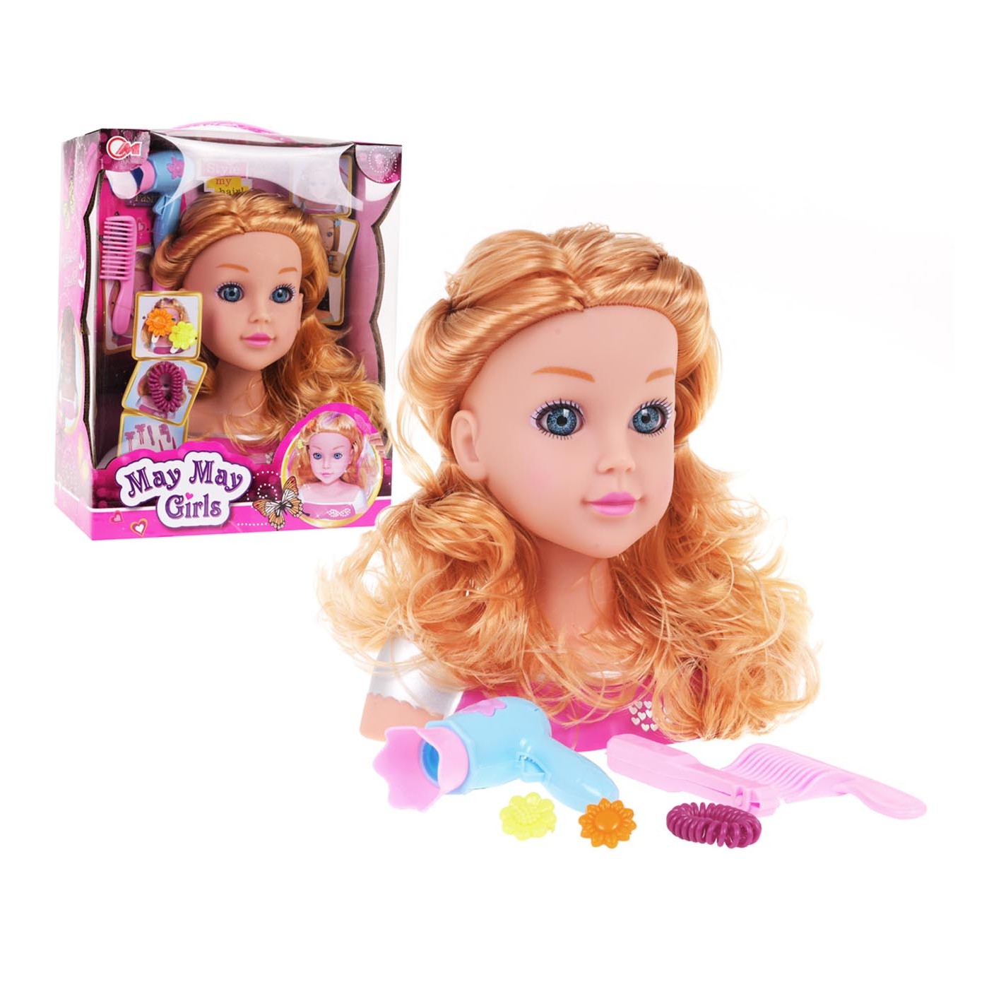 Blond stylingová hlava + příslušenství