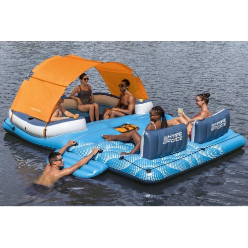 Velký ležák na plavání pro 6 oso BESTWAY 373x264x73cm + Kšilt + Termo taška + Sítkované dno + Opěradla