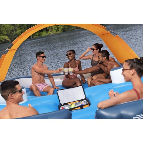 Velký ležák na plavání pro 6 oso BESTWAY 373x264x73cm + Kšilt + Termo taška + Sítkované dno + Opěradla