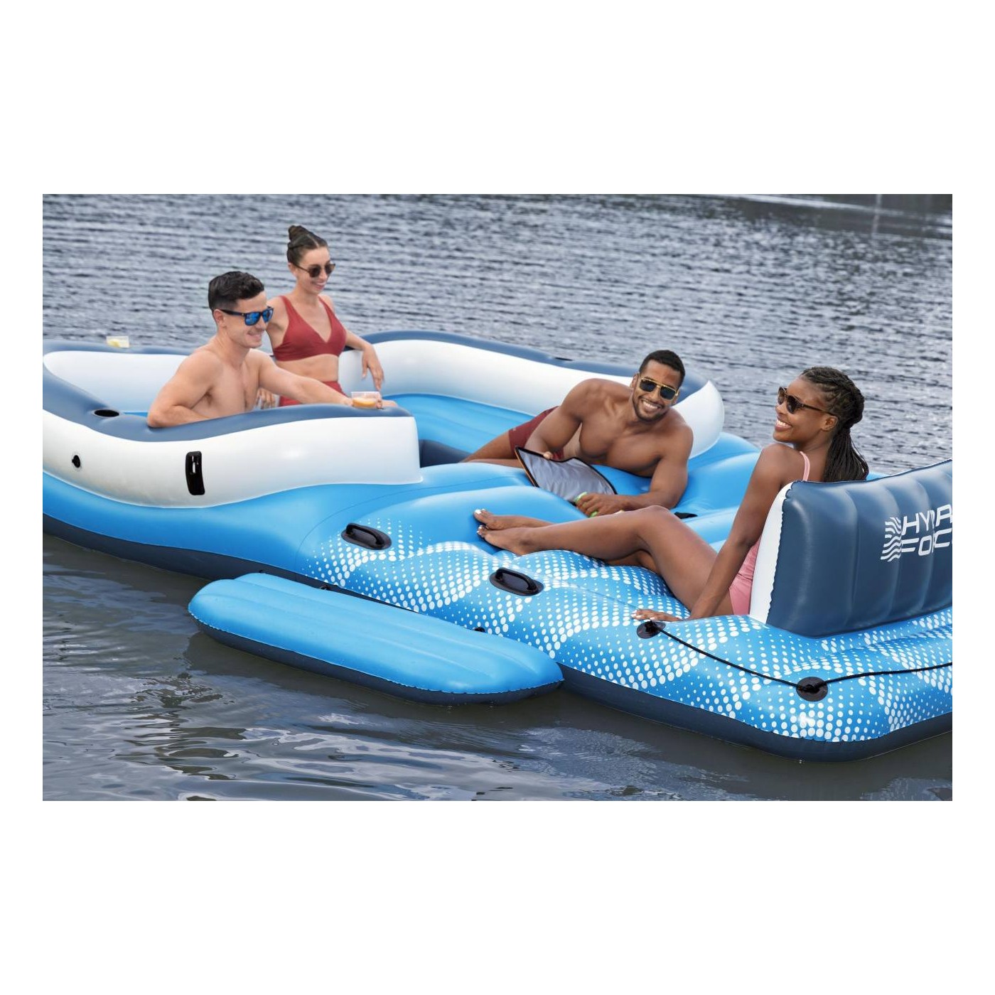 Velký ležák na plavání pro 6 oso BESTWAY 373x264x73cm + Kšilt + Termo taška + Sítkované dno + Opěradla
