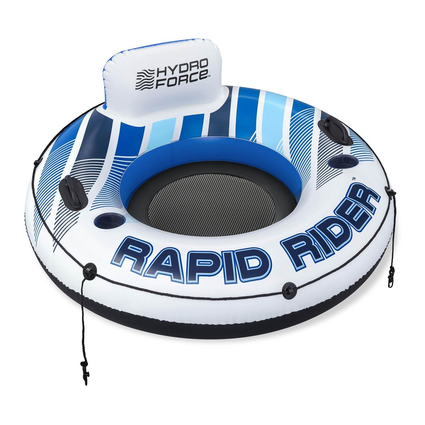 BESTWAY 135cm nafukovací plavecká matrace Rapid Rider Opěradlo Síťované spodní držáky nápojů