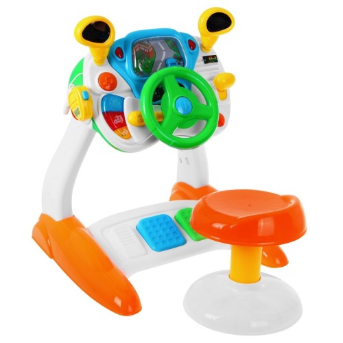 Interaktivní automobilový simulátor pro děti 3+ Zvuky světla + Kokpit + Volant+ Pedály + Stolek