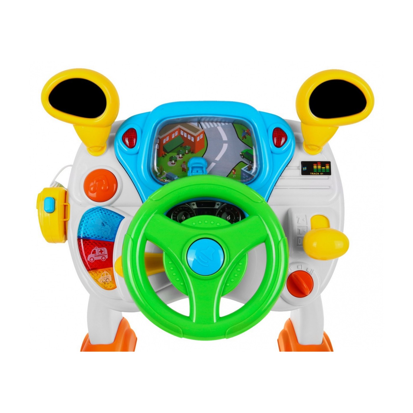 Interaktivní automobilový simulátor pro děti 3+ Zvuky světla + Kokpit + Volant+ Pedály + Stolek