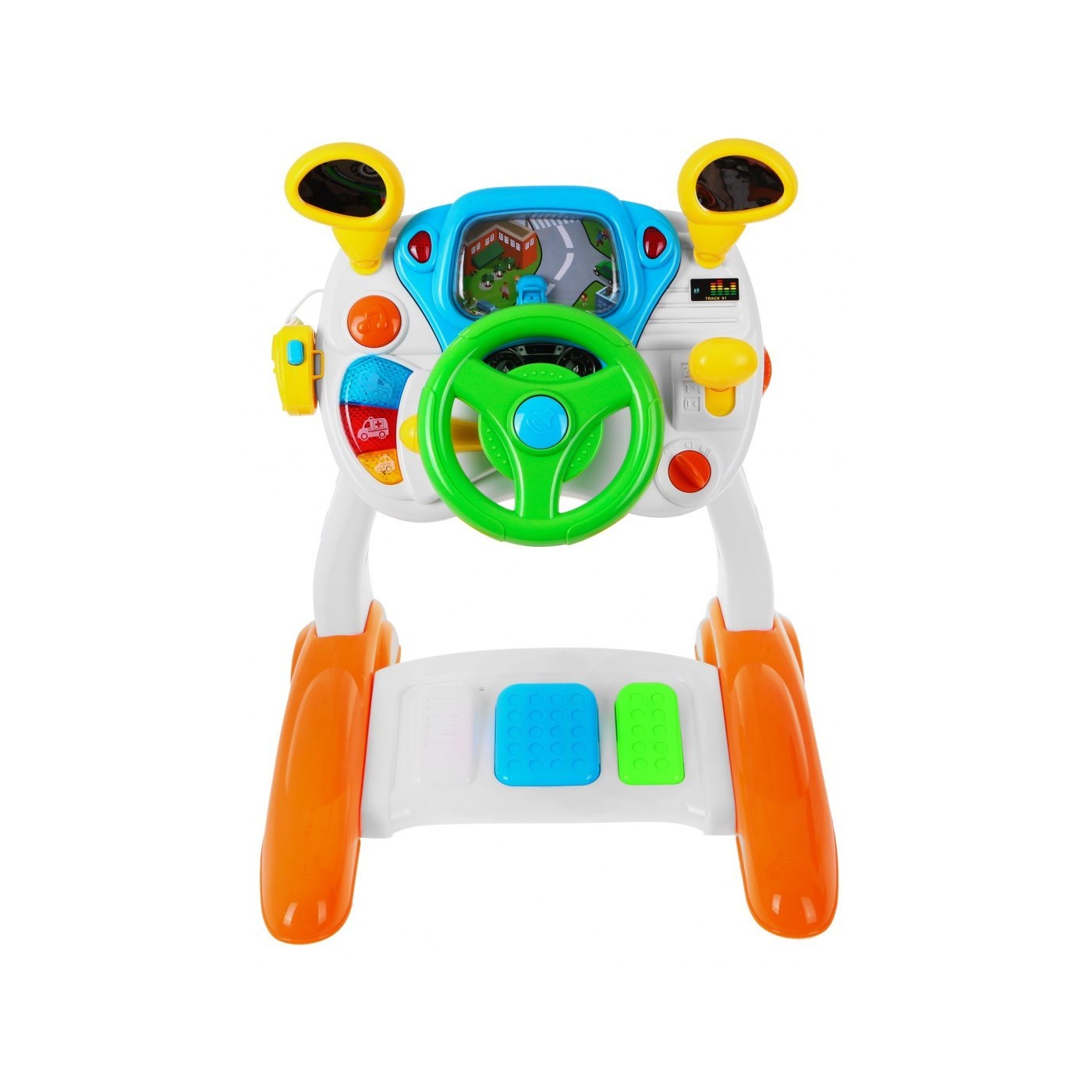 Interaktivní automobilový simulátor pro děti 3+ Zvuky světla + Kokpit + Volant+ Pedály + Stolek