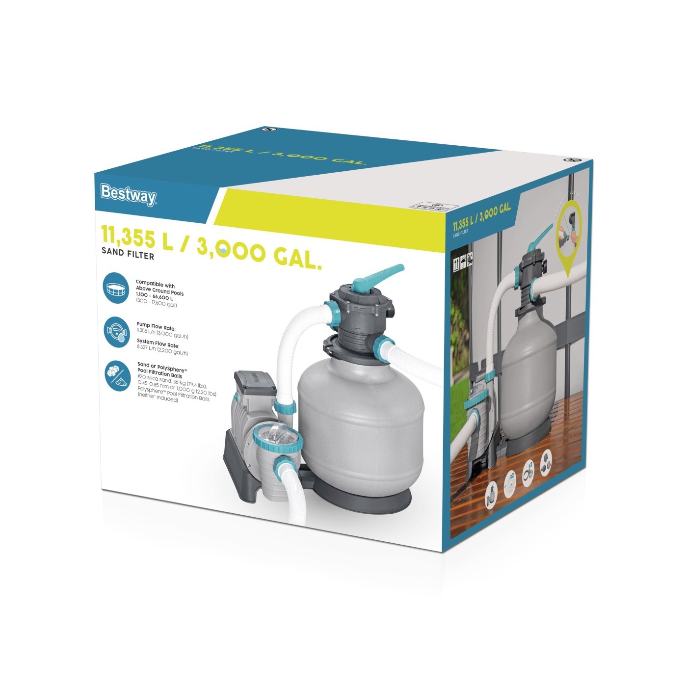 BESTWAY bazénové pískové filtrační čerpadlo 11355L zátky opotřebení