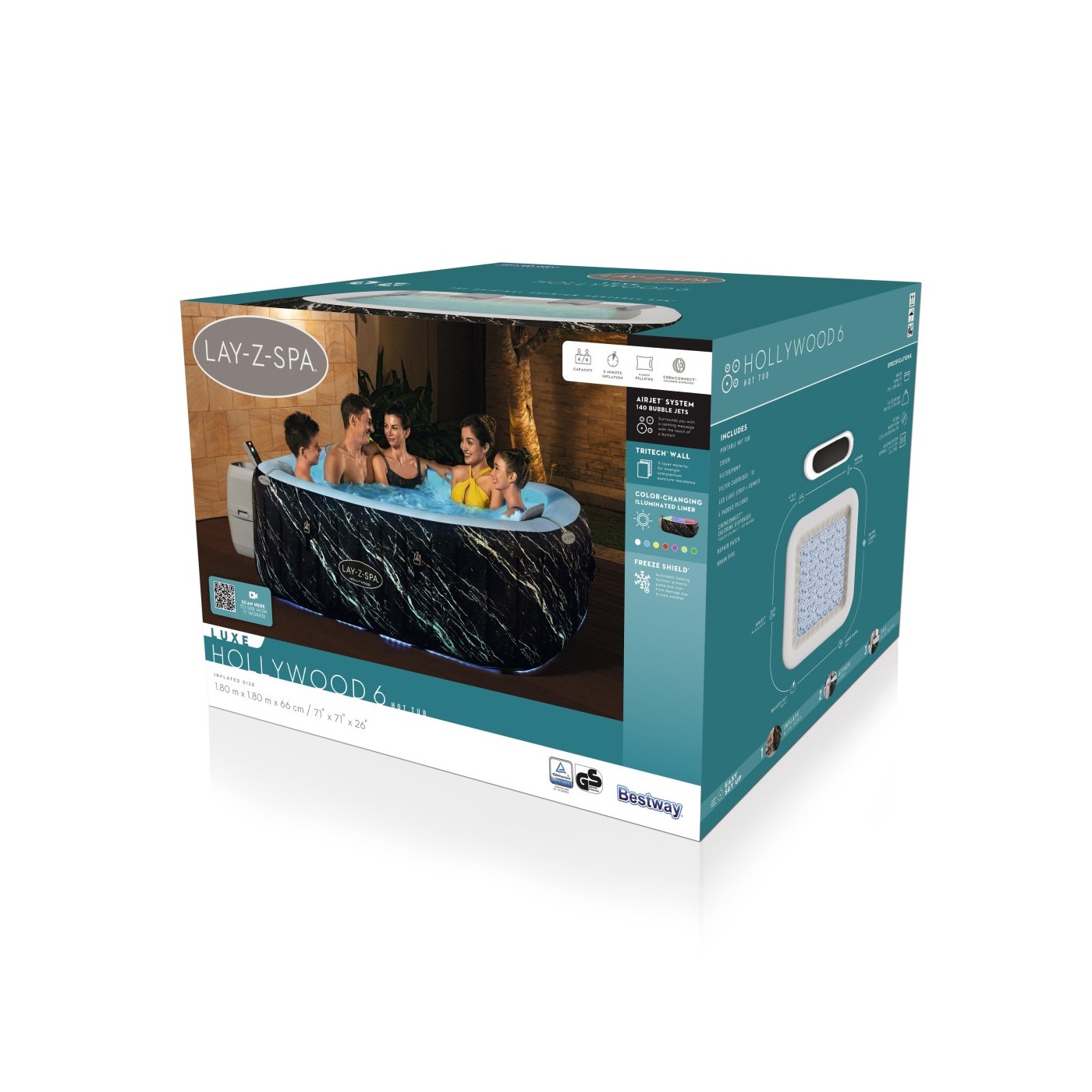 Lay-Z-Spa Hollywood LUXE Air Jet Jacuzzi BESTWAY