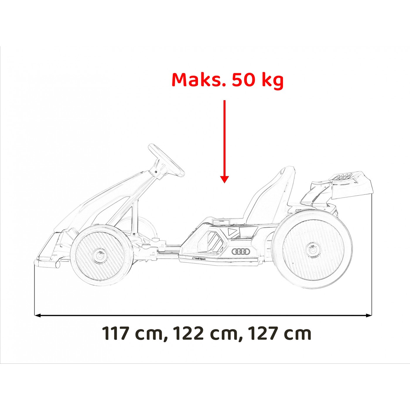 Go-kart Audi s driftovací funkcí černý