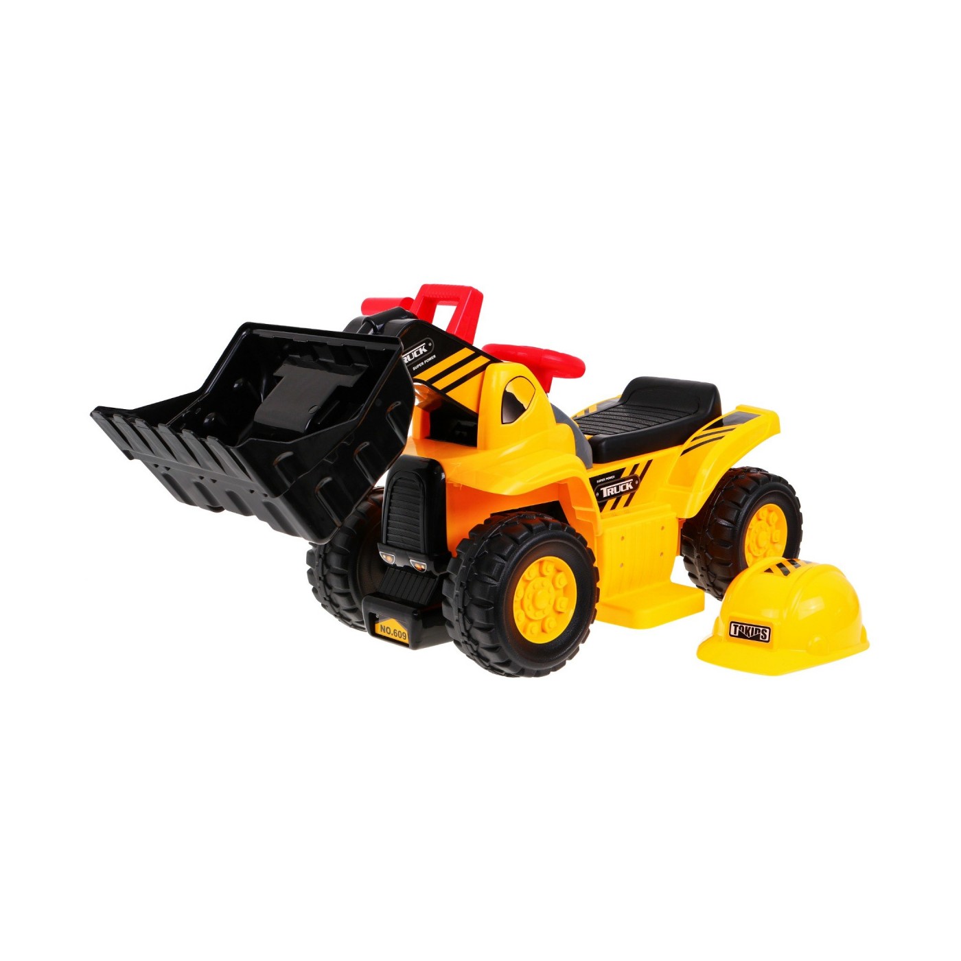 Bateriový buldozer pro děti Jezddítko + Helma + Pohyblivá lžíce + Zvuky