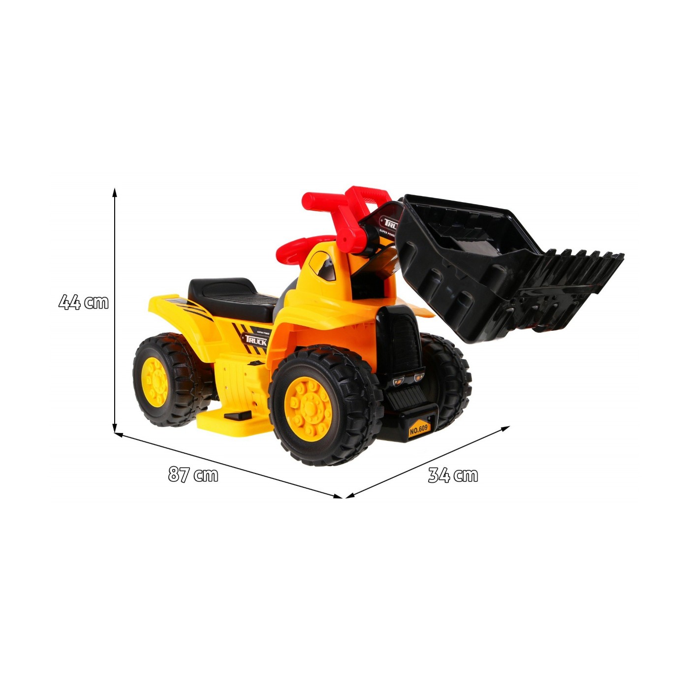 Bateriový buldozer pro děti Jezddítko + Helma + Pohyblivá lžíce + Zvuky