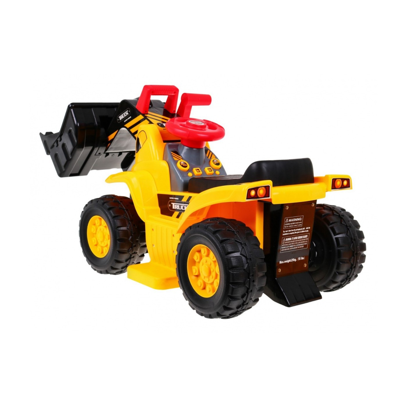 Bateriový buldozer pro děti Jezddítko + Helma + Pohyblivá lžíce + Zvuky