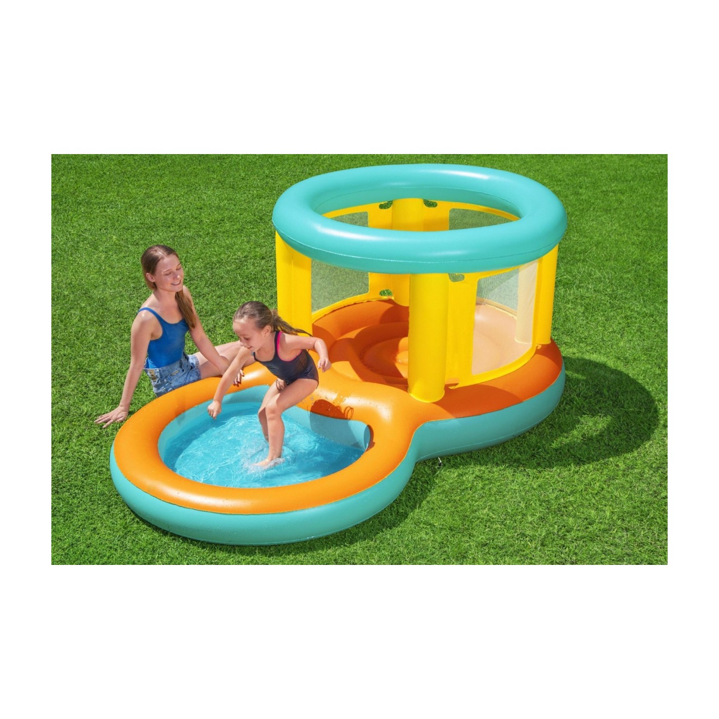 Nafukovací skákání 2v1 se sprchovou vaničkou pro děti 3+ BESTWAY 239X142X102