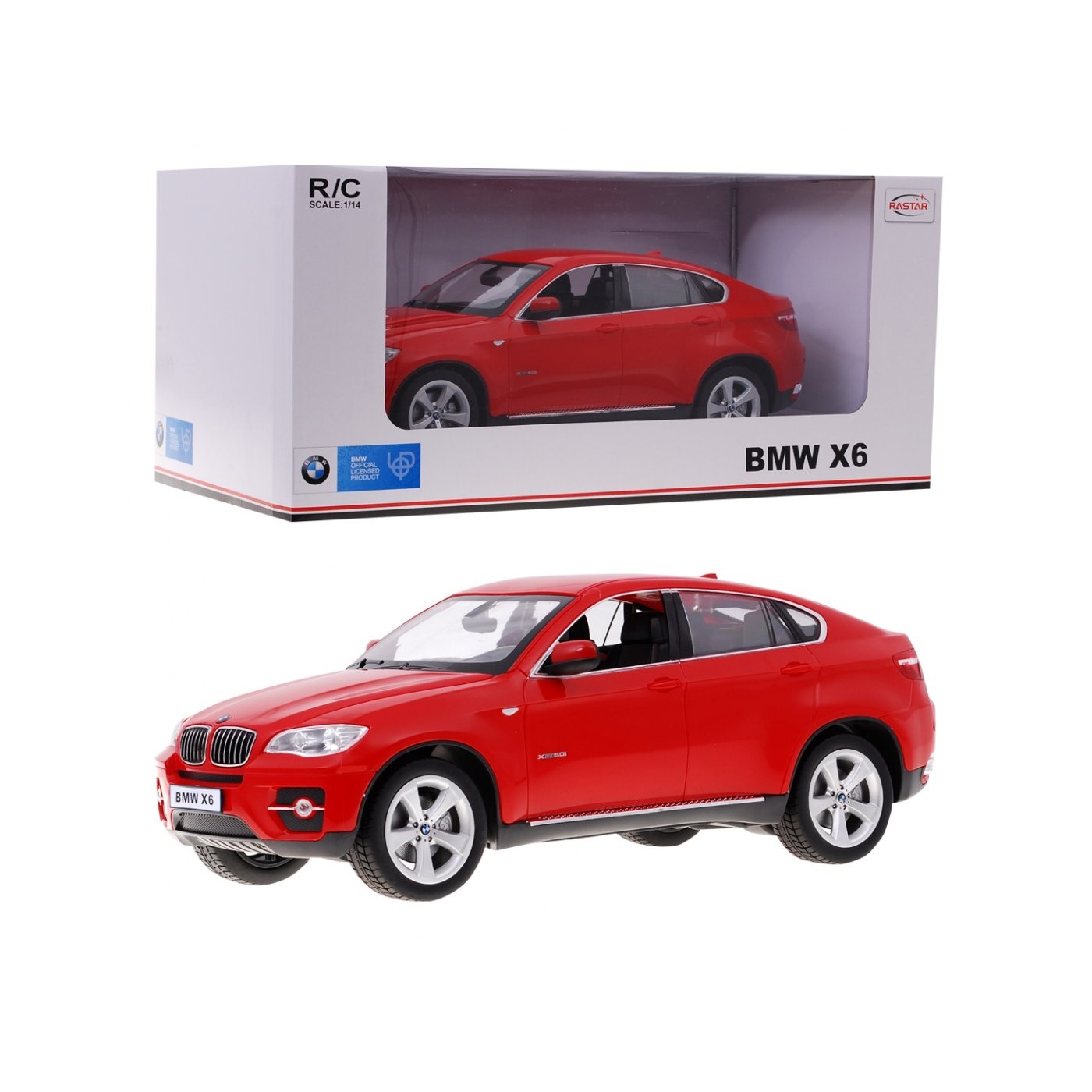 BMW X6 červený RASTAR model 1:14 Dálkové ovládání Auto SUV + 2,4 GHz dálkové ovládání
