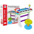 Modrá hudební sada klávesnice Snare Keyboard + Výstrahy + Mikrofon pro děti 3+ Světla + Zvuky 2 oktávy