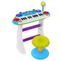 Modrá hudební sada klávesnice Snare Keyboard + Výstrahy + Mikrofon pro děti 3+ Světla + Zvuky 2 oktávy