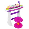 Modrá hudební sada klávesnice Snare Keyboard + Výstrahy + Mikrofon pro děti 3+ Světla + Zvuky 2 oktávy