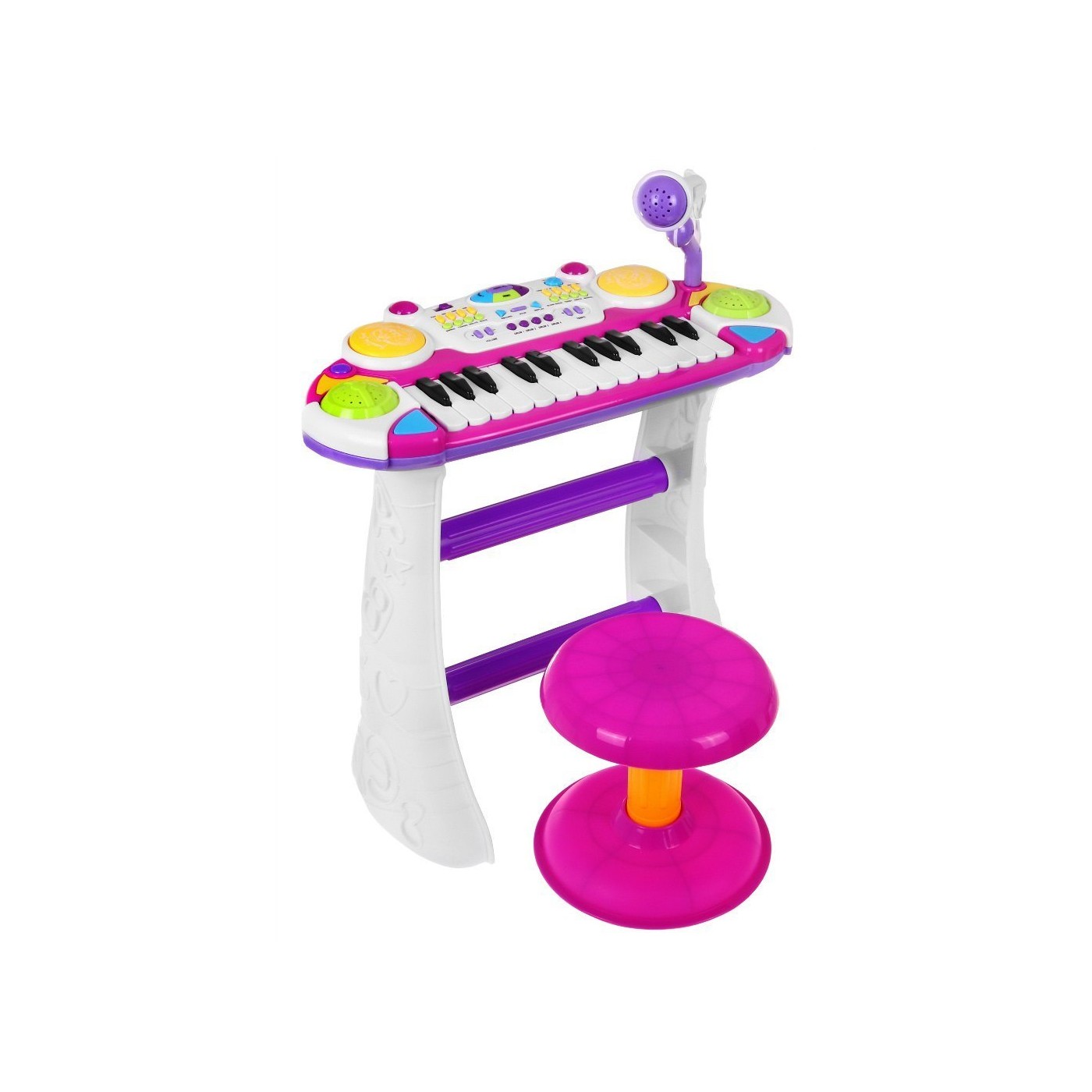 Modrá hudební sada klávesnice Snare Keyboard + Výstrahy + Mikrofon pro děti 3+ Světla + Zvuky 2 oktávy
