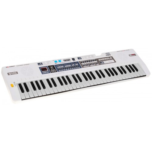 Bílý keybord pro děti 5+ mikrofon nahrávání stereo reproduktory - model č. 008