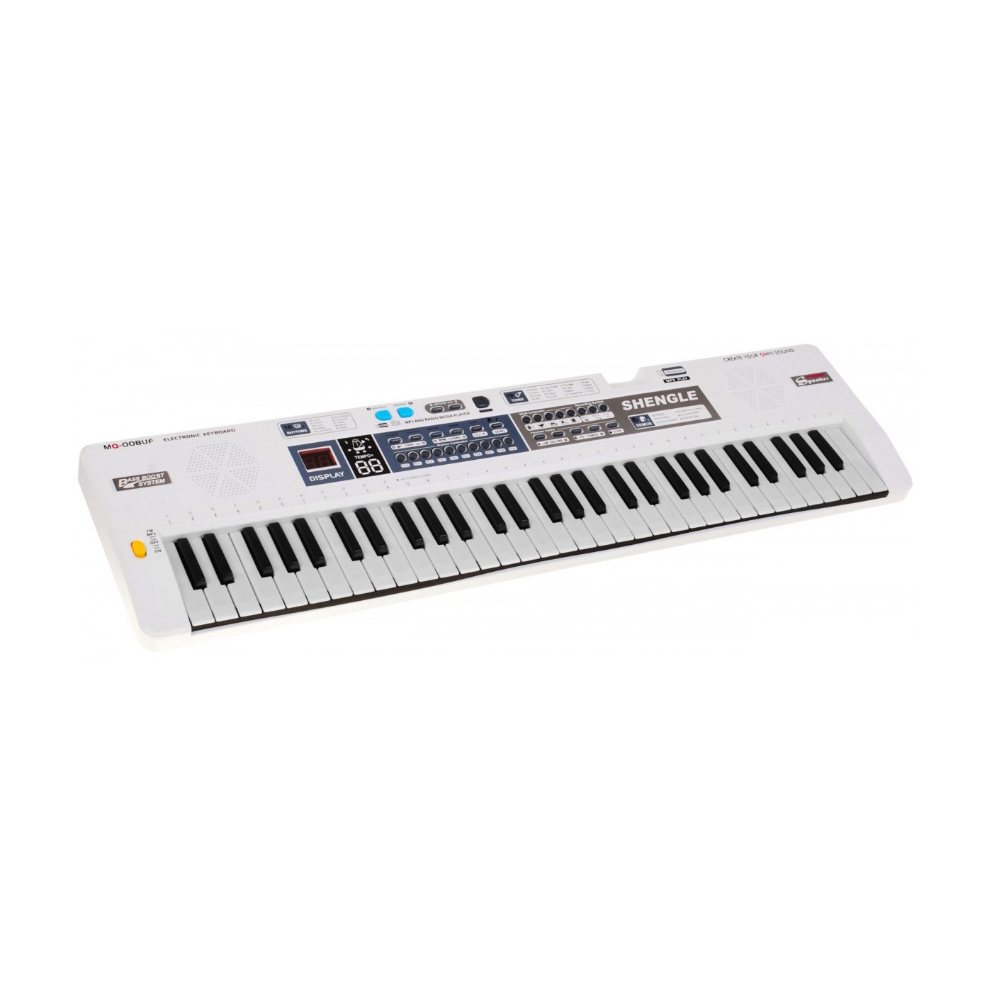 Bílý keybord pro děti 5+ mikrofon nahrávání stereo reproduktory - model č. 008