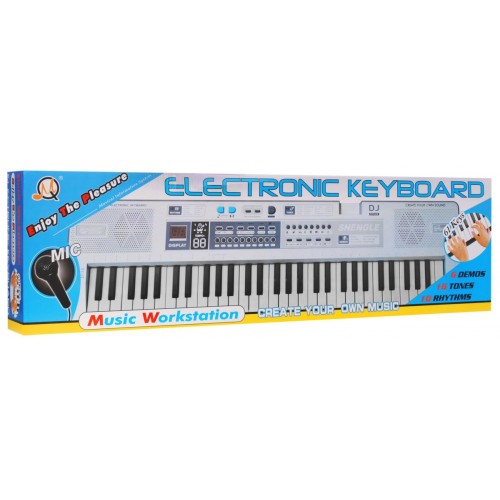 Bílý keybord pro děti 5+ mikrofon nahrávání stereo reproduktory - model č. 008