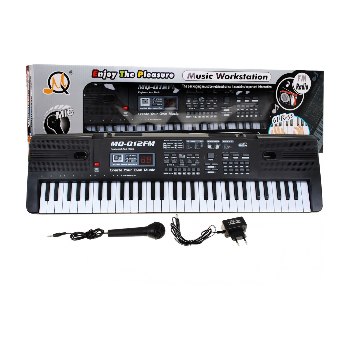 Keybord s výukovou funkcí pro děti 5+ mikrofon + nahrávací rádio - model č. 012