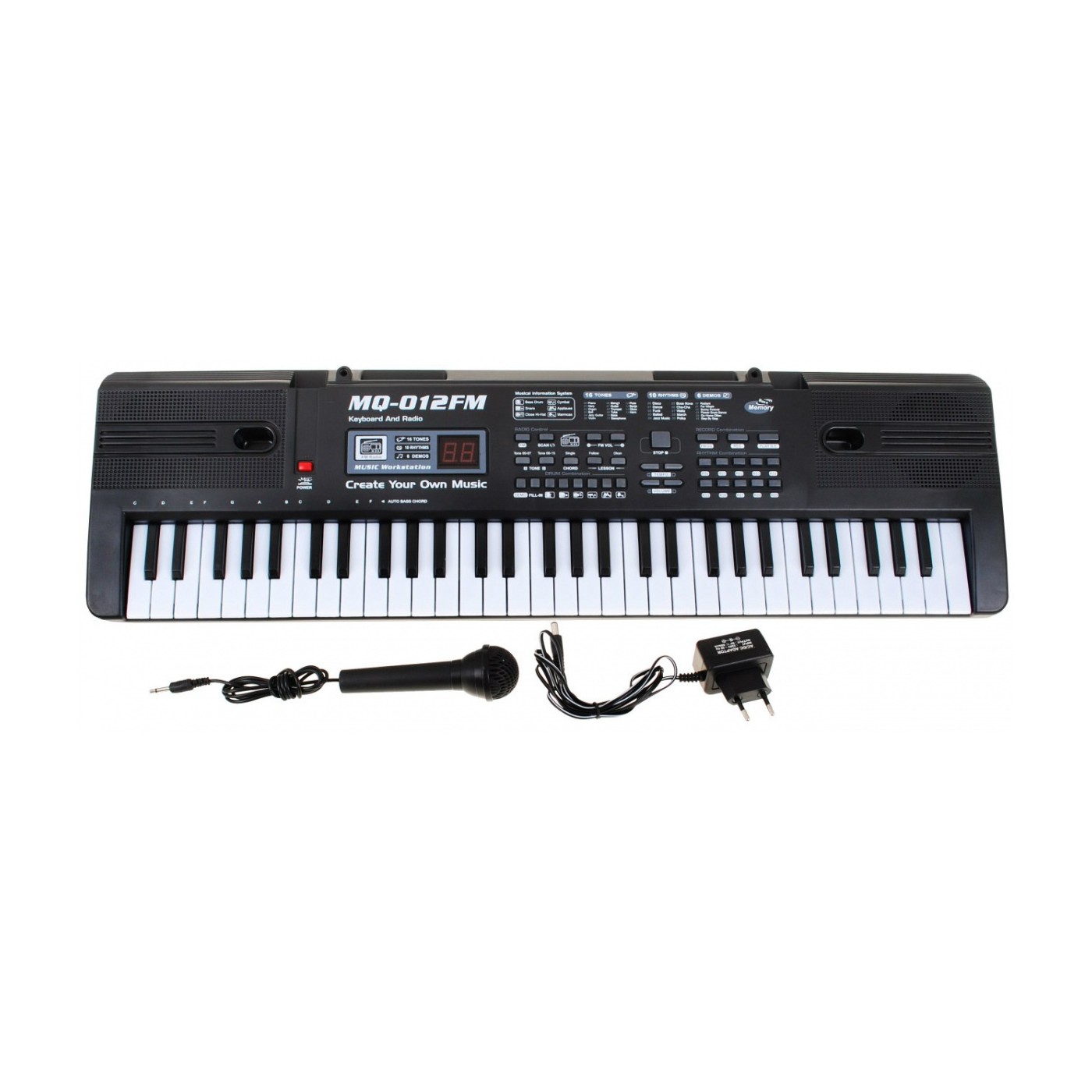 Keybord s výukovou funkcí pro děti 5+ mikrofon + nahrávací rádio - model č. 012