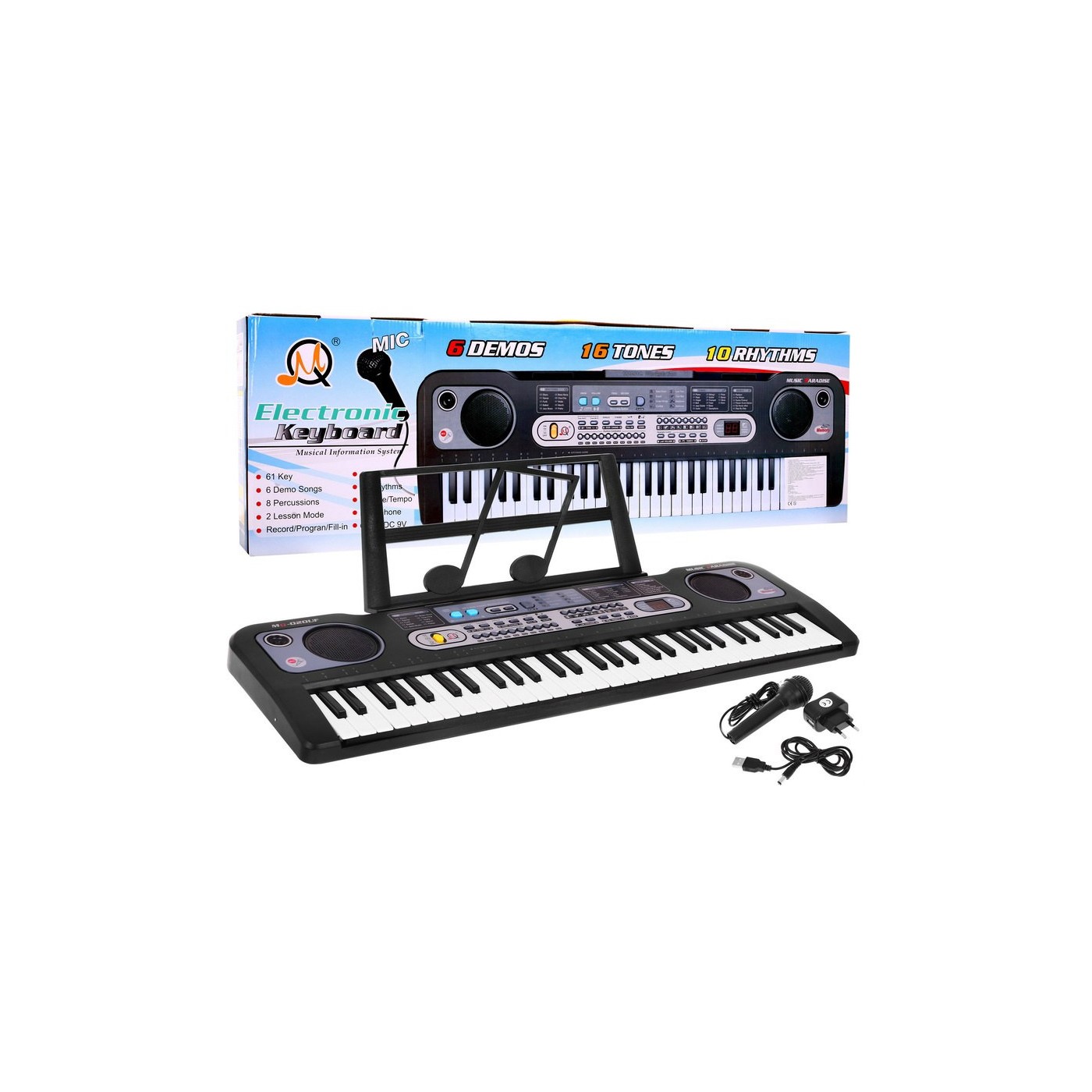 Keybord  pro děti 5+ Hudební stojan Mikrofon + Nahrávání USB MP3 Rádio - Model č. 020