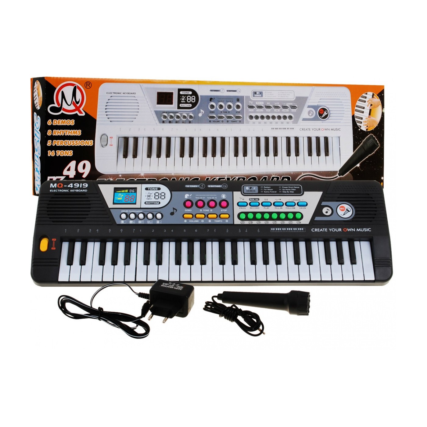 49-lávesový dětský keybord pro děti 5+ mikrofon + nahrávání - model # 4919