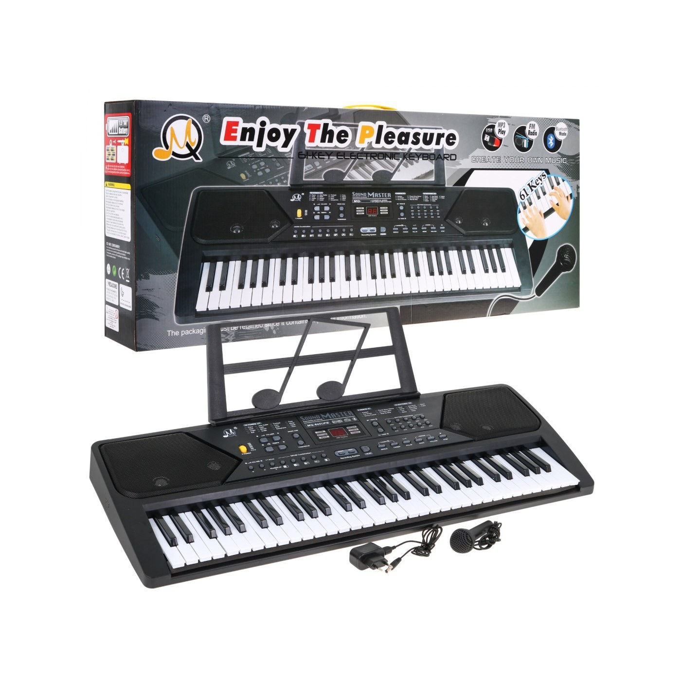 Keybord s výukovým režimem pro děti 5+ Mikrofon Radio hudební stojan - model č. 600