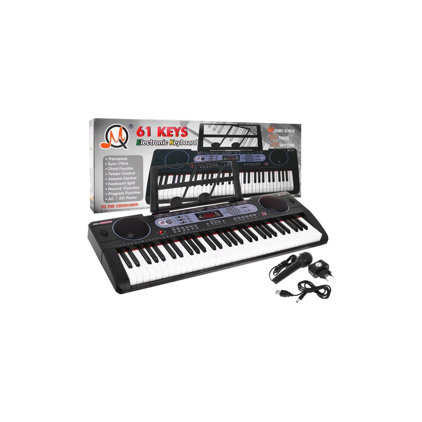 Multifunkční keybord pro děti 5+ hudební sada hudební stojan mikrofon - model č. 602