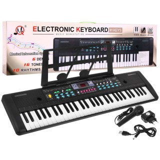 Keybord pro děti 5+ Stojan na poznámky Mikrofon + Barevná tlačítka - model č. 605
