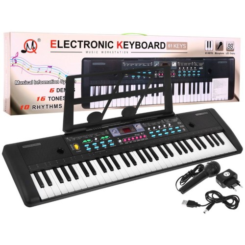 Keybord pro děti 5+ Stojan na poznámky Mikrofon + Barevná tlačítka - model č. 605