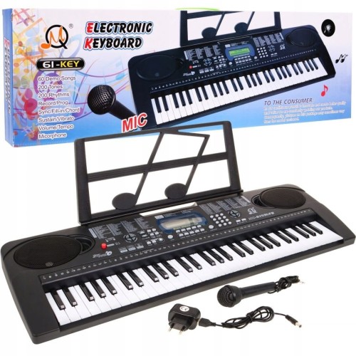 Keybord pro děti 5+ mikrofon poznámkový stojan USB MP3 otáčkoměr - model č. 6159