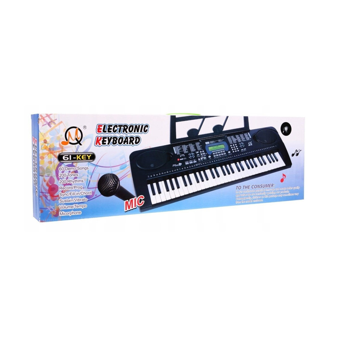 Keybord pro děti 5+ mikrofon poznámkový stojan USB MP3 otáčkoměr - model č. 6159