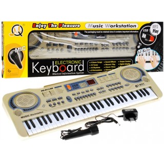 Béžový keybord pro děti 5+ mikrofon + nahrávání + USB MP3 - model # 811
