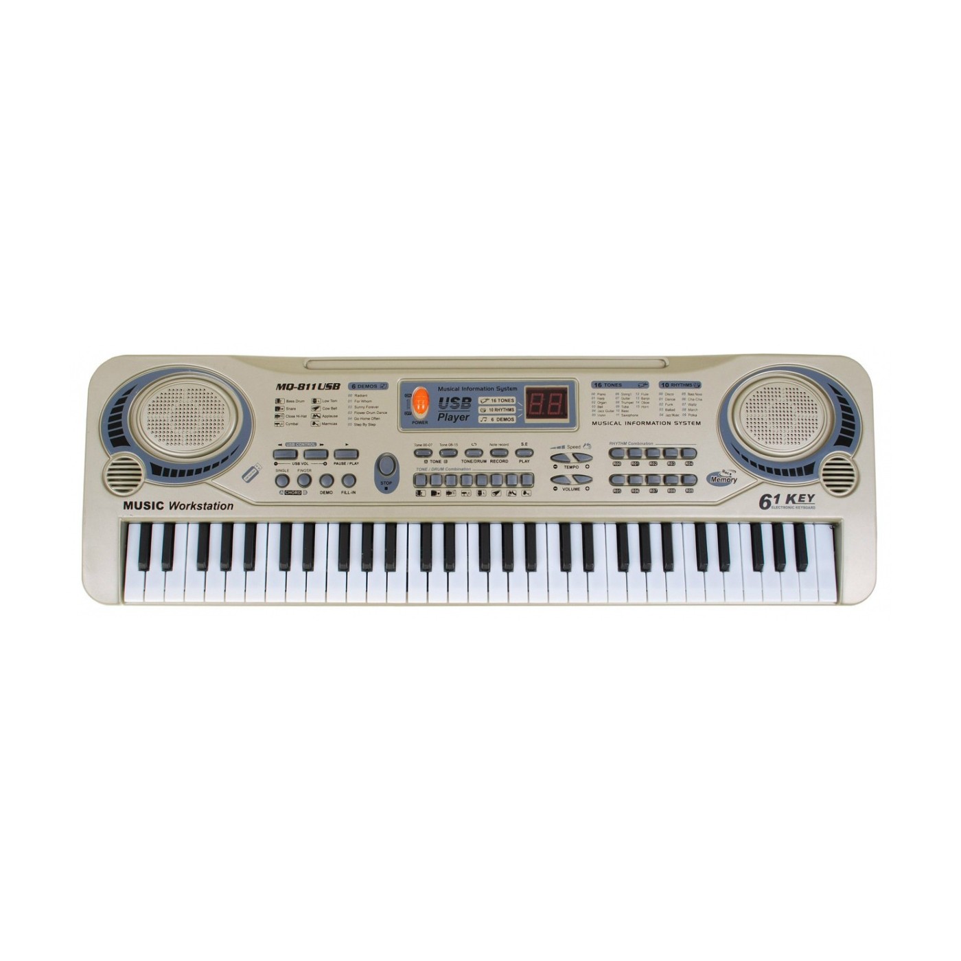 Béžový keybord pro děti 5+ mikrofon + nahrávání + USB MP3 - model # 811