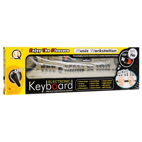 Béžový keybord pro děti 5+ mikrofon + nahrávání + USB MP3 - model # 811