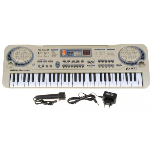 Béžový keybord pro děti 5+ mikrofon + nahrávání + USB MP3 - model # 811