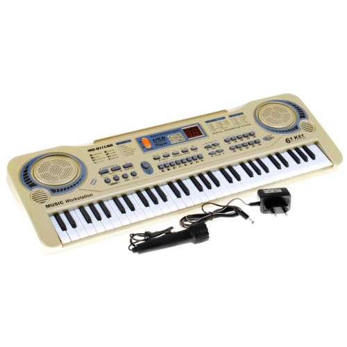Béžový keybord pro děti 5+ mikrofon + nahrávání + USB MP3 - model # 811