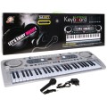 Stříbrný keybord pro děti 5+ mikrofon + USB nahrávání - model # 824
