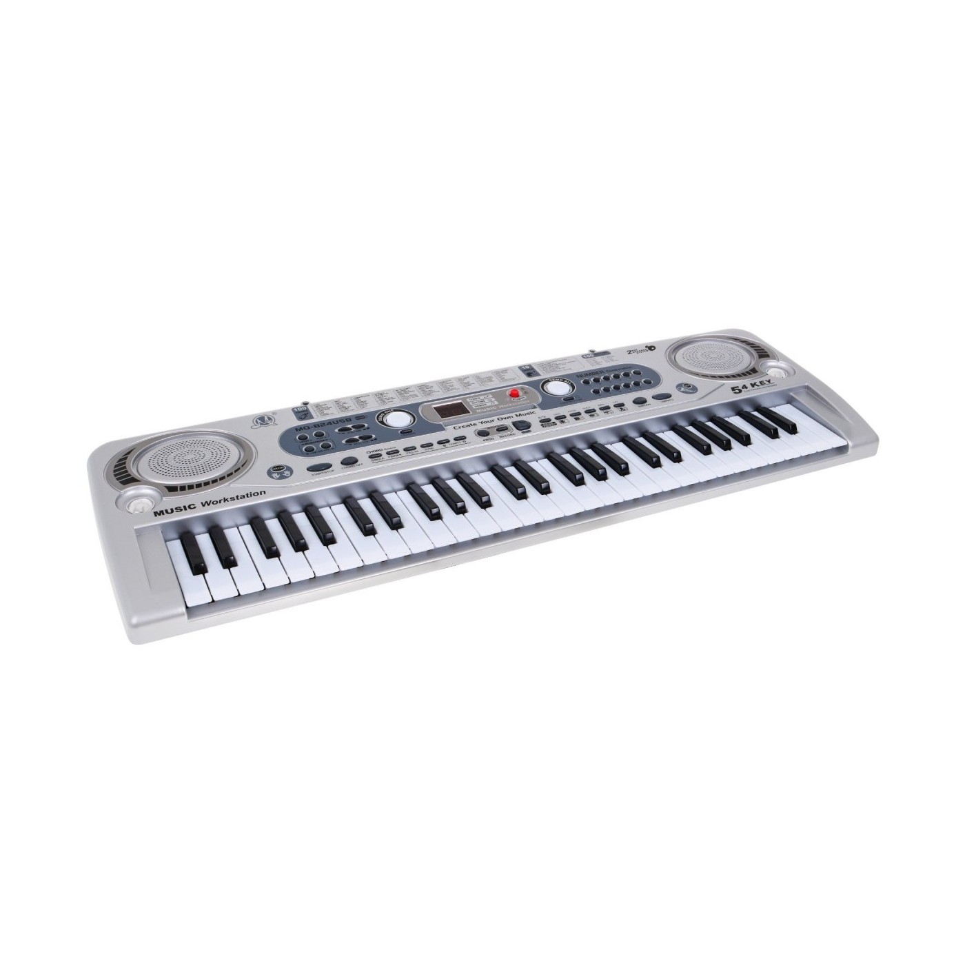 Stříbrný keybord pro děti 5+ mikrofon + USB nahrávání - model # 824