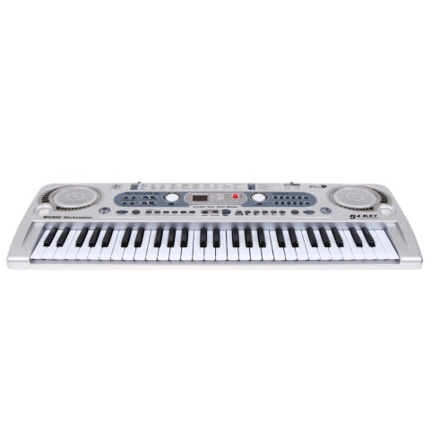 Stříbrný keybord pro děti 5+ mikrofon + USB nahrávání - model # 824