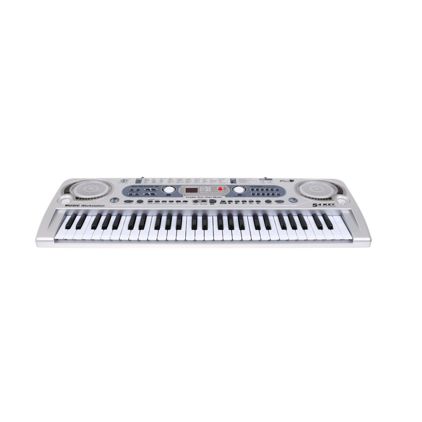 Stříbrný keybord pro děti 5+ mikrofon + USB nahrávání - model # 824