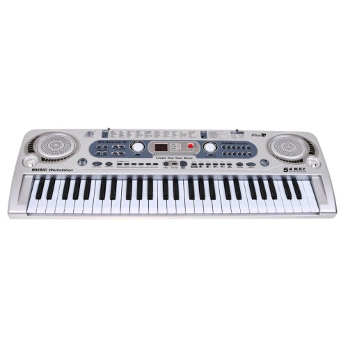 Stříbrný keybord pro děti 5+ mikrofon + USB nahrávání - model # 824
