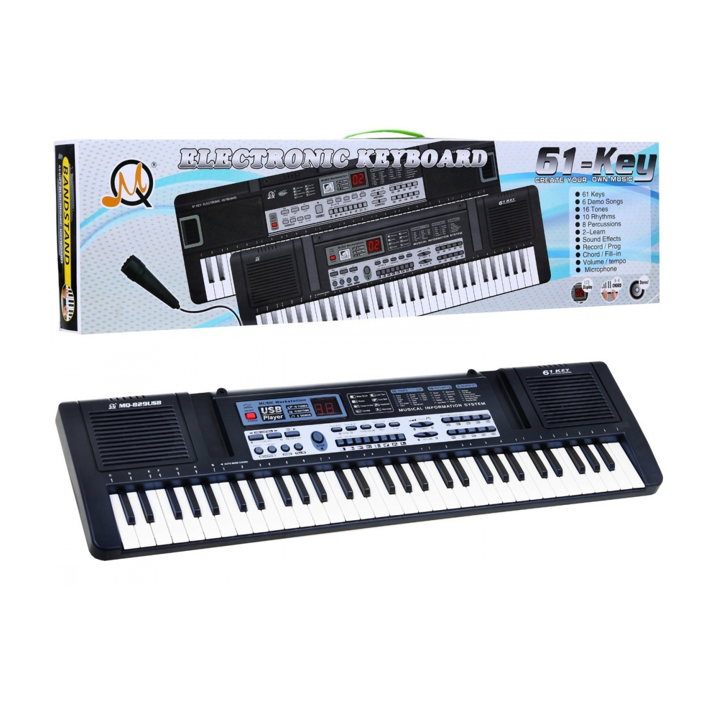 Keybord s lekcemi pro děti 5+ mikrofon + USB nahrávání - model č. 829