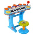 Modrá hudební sada keybord Snare mikrofon děti 3 světla 3 oktávy