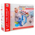 Modrá hudební sada keybord Snare mikrofon děti 3 světla 3 oktávy