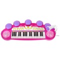 Růžová hudební sada keybord  Snare mikrofon děti 3 světla 3 oktávy