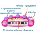 Růžová hudební sada keybord  Snare mikrofon děti 3 světla 3 oktávy